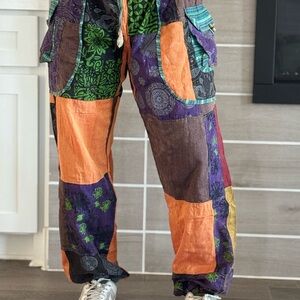Boho, Hippie and Harem style Pants With vibrant multicolor. Bohemian. Unisex.